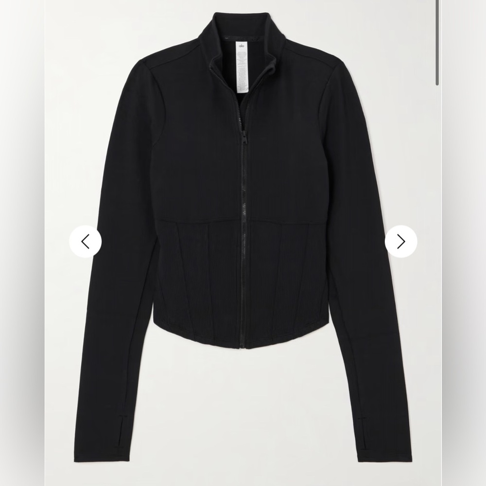 NWT Alo Yoga Airbrush Corset Full Zip Jacket Size Small Black Athleisure - Picture 6 of 14